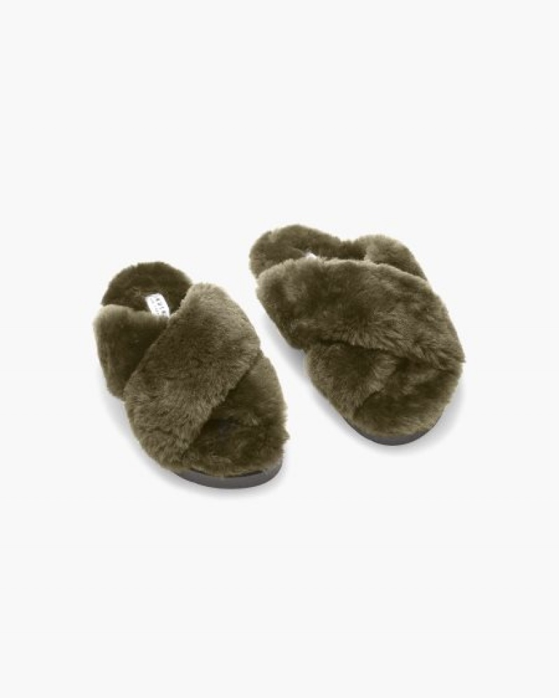 Chinelos INUIKII Classicos Shearling Verde Oliva Portugal | 371289FND