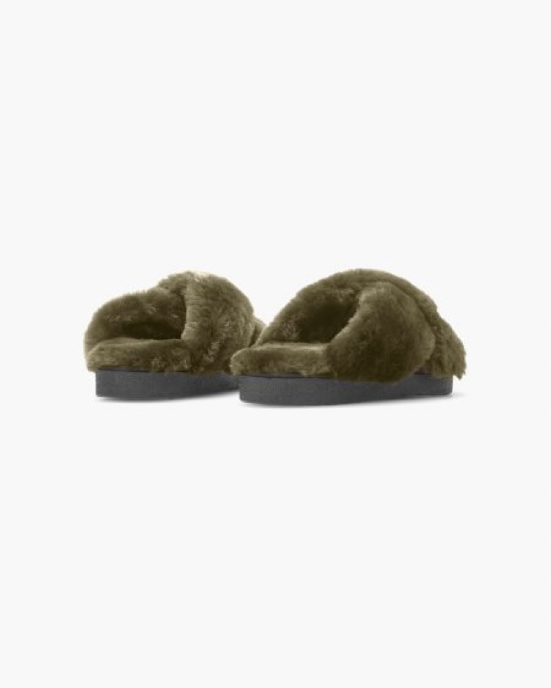 Chinelos INUIKII Classicos Shearling Verde Oliva Portugal | 371289FND