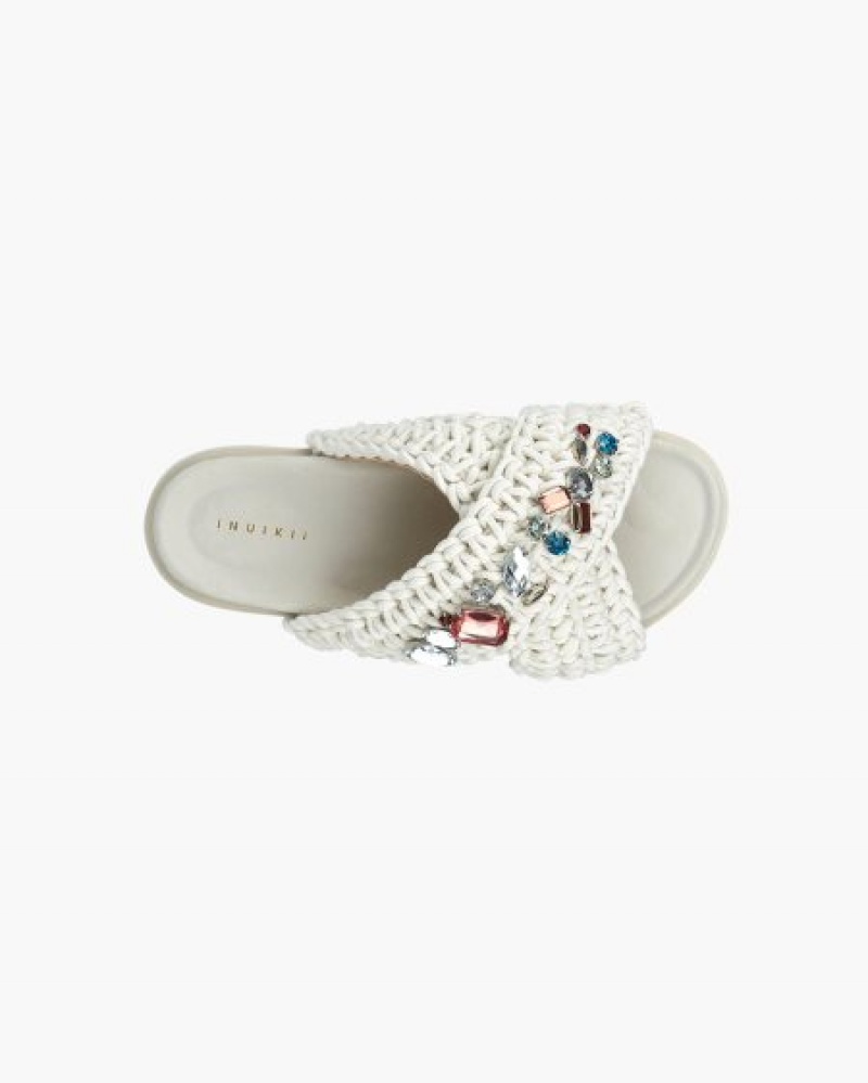 Sapatos INUIKII Woven Stones Plataforma Branco Portugal | 712546VHF